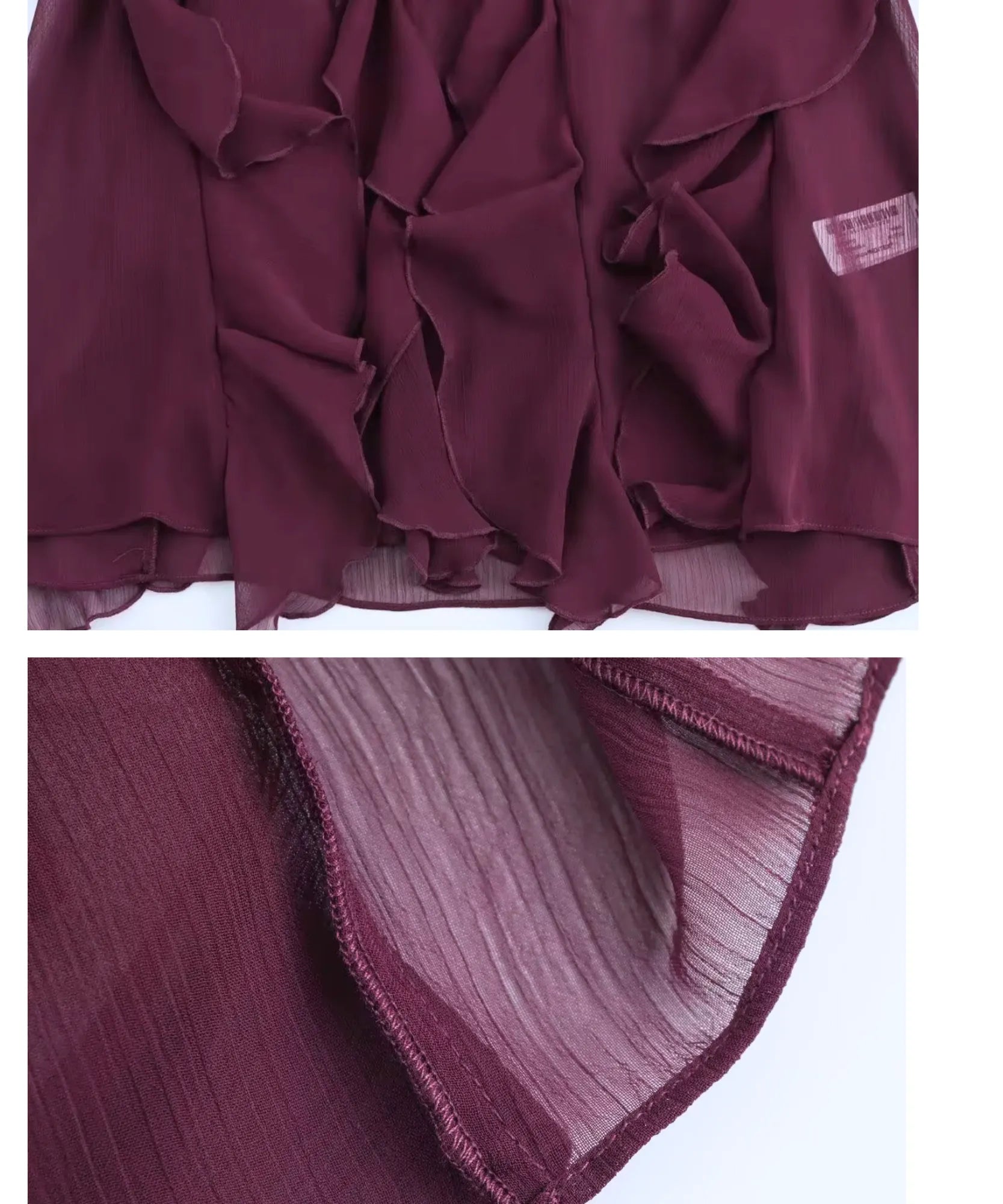 Comprar blusa social feminina manga longa com babados em tecido leve e transparente para looks elegantes no trabalho ou eventos sociais barato ANELLIMN
