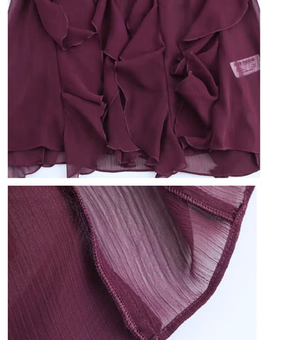 Comprar blusa social feminina manga longa com babados em tecido leve e transparente para looks elegantes no trabalho ou eventos sociais barato ANELLIMN