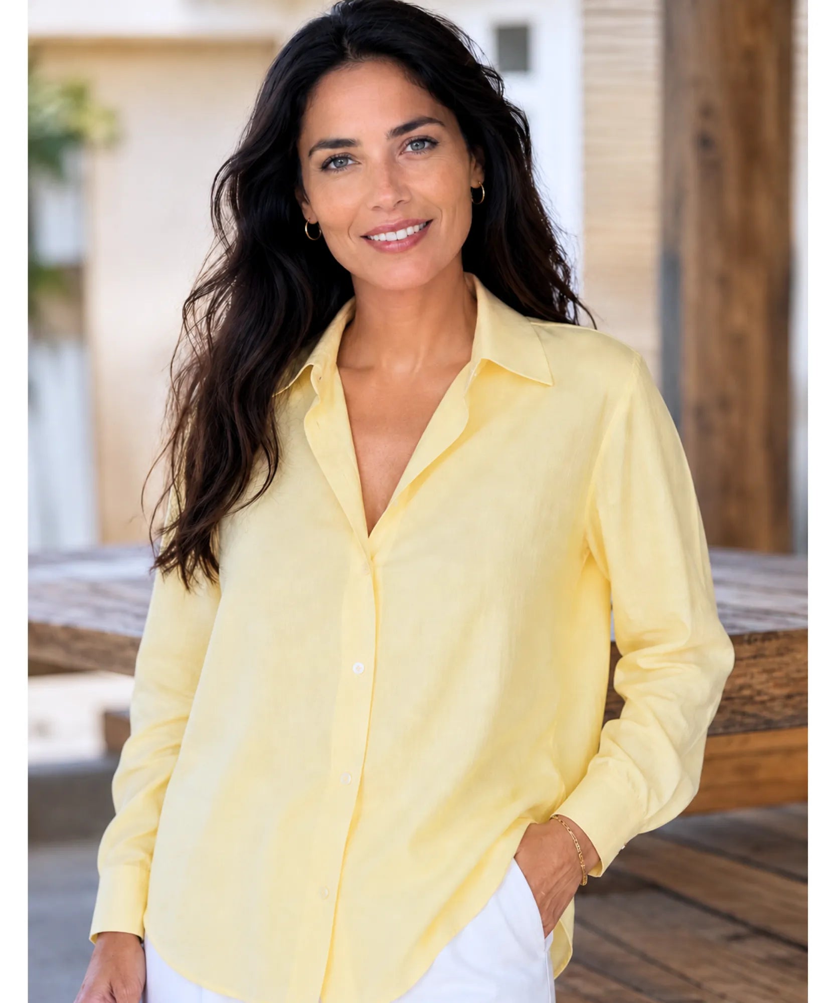 Comprar Blusa Social Feminina Manga Longa com Botões Colarinho Clássico ANELLIMN