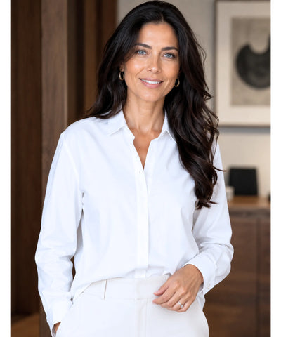 Comprar Blusa Social Feminina Manga Longa com Botões Colarinho Clássico ANELLIMN