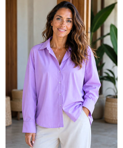 Comprar Blusa Social Feminina Manga Longa com Botões Colarinho Clássico ANELLIMN