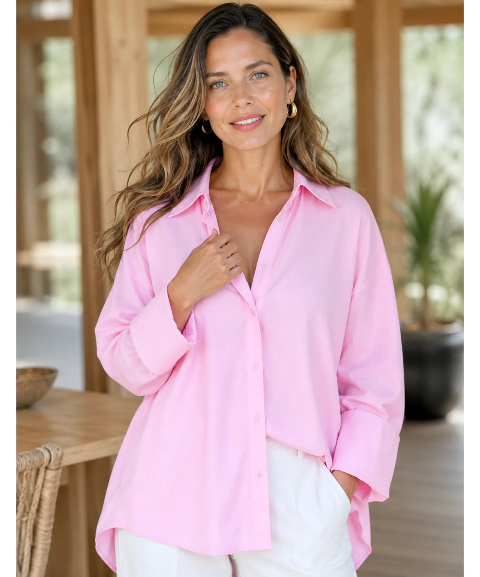 Comprar Blusa Social Feminina Manga Longa com Botões Colarinho Clássico ANELLIMN