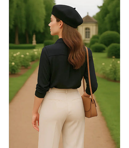 Comprar blusa social feminina manga longa em cetim seda preto para escritório, reuniões e looks casuais refinados em promoção ZARA

