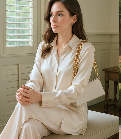 Comprar Blusa Social Feminina Seda Bege Manga Longa Elegante em promoção ZARA
