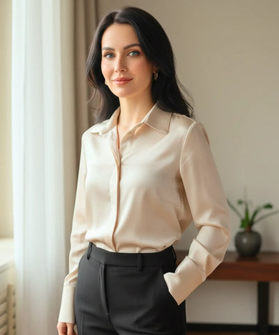 Blusa Social Feminina Seda Manga Longa Elegante | Tilly