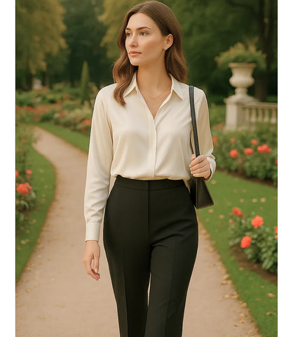 Comprar Blusa Social Feminina Seda Branco Manga Longa Elegante em promoção ZARA
