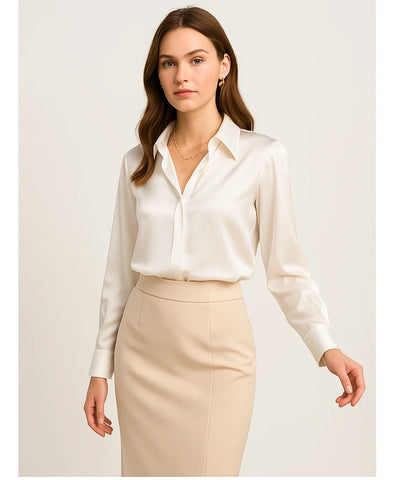Blusa Social Feminina Seda Manga Longa Elegante | Tilly
