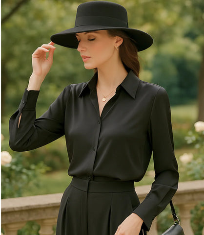 Comprar Blusa Social Feminina Seda preto Manga Longa Elegante em promoção ZARA
