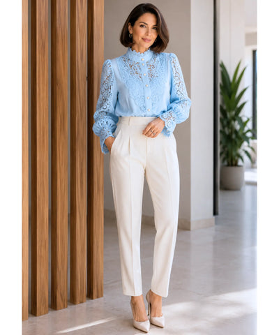 Comprar blusa social feminina renda  para looks sofisticados no trabalho ou eventos barato ANELLIMN