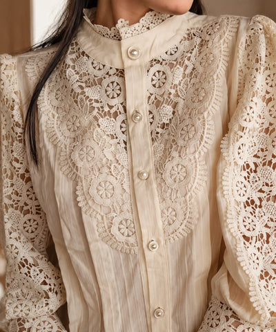 Comprar blusa social feminina renda  para looks sofisticados no trabalho ou eventos barato ANELLIMN
