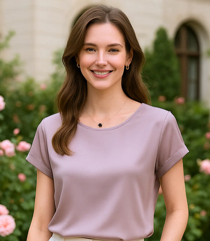 Comprar blusa social feminina seda  caqui manga curta elegante para trabalho ou dia a dia em promoção ZARA
