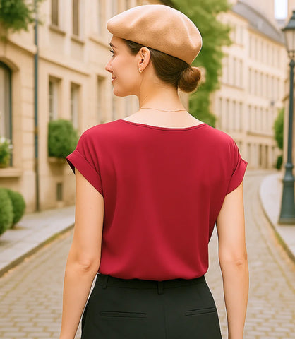 Blusa Social Feminina Seda Manga Curta Elegante | Chassie