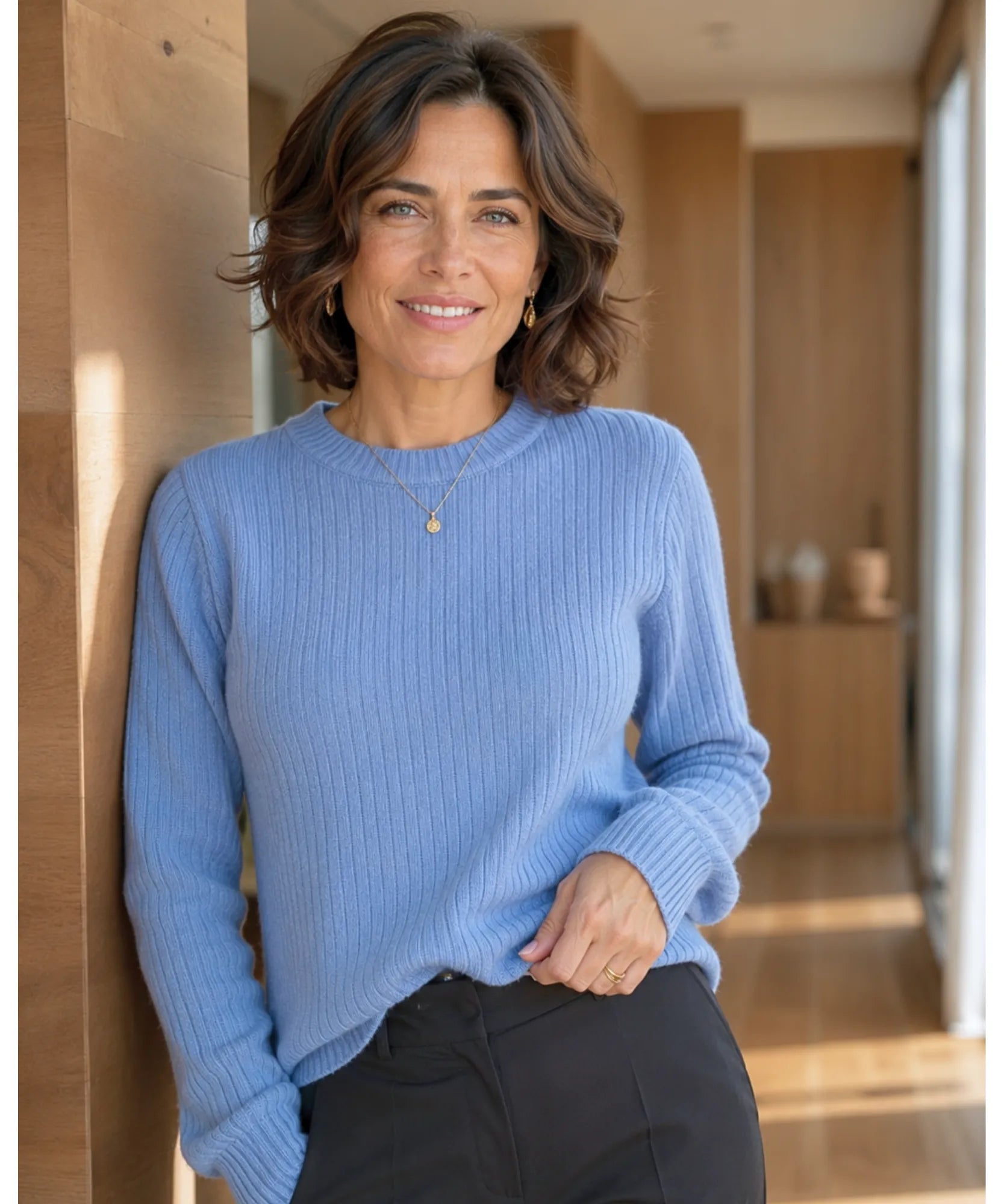 Comprar blusa térmica feminina canelada flanelada de tricot elegante para looks casuais de inverno barato ANELLIMN