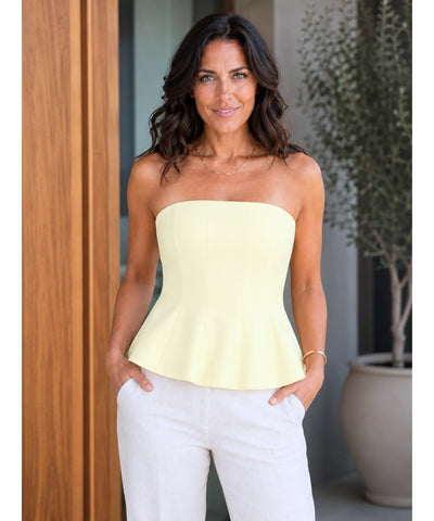 Comprar blusa tomara que caia peplum feminina alfaiataria justa básica elegante social verão festa em promoção ANELLIMN