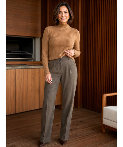 Comprar blusa tricot feminina canelada meia gola alta manga longa segunda pele barato ZARA