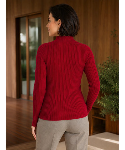 Comprar blusa tricot feminina canelada meia gola alta manga longa segunda pele barato ZARA