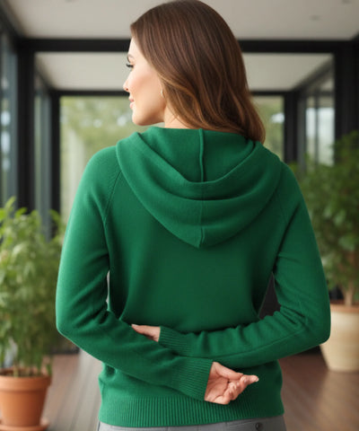 Comprar blusa tricot feminina com capuz e cordão ajustável manga longa confortável casual barato em promoção ZARA
