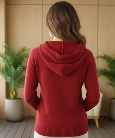 Blusa Tricot Feminina Capuz Confortável Manga Longa | Busi