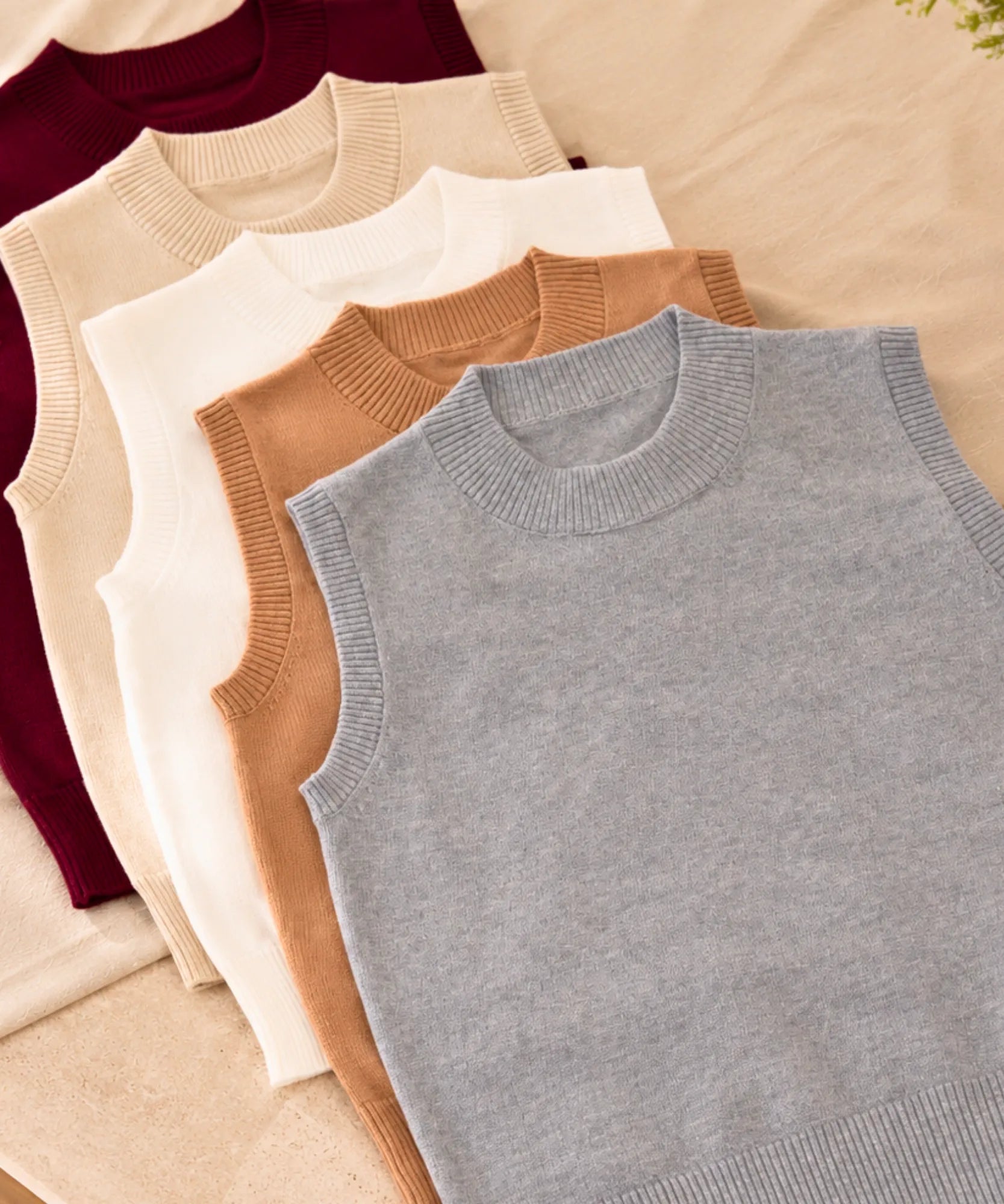 Comprar blusa tricot feminina oversized colete sem mangas canelada nylon viscose barato ANELLIMN 
