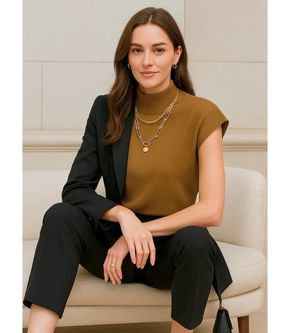 Blusa Tricot Feminina Gola Alta Elegante | Morganita