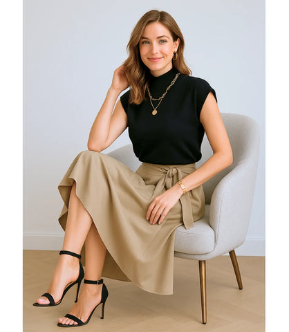Blusa Tricot Feminina Gola Alta Elegante | Morganita