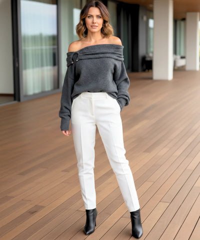 Comprar blusa tricot feminina gola drapeada estilo cashmere com detalhe de argola para looks sofisticados e confortáveis em promoção ZARA