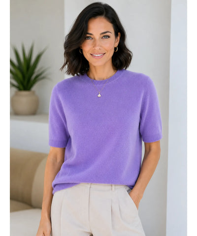 Comprar blusa tricot feminina gola redonda básica canelada elegante trabalho casual confortável barato ou em promoção  ANELLIMN