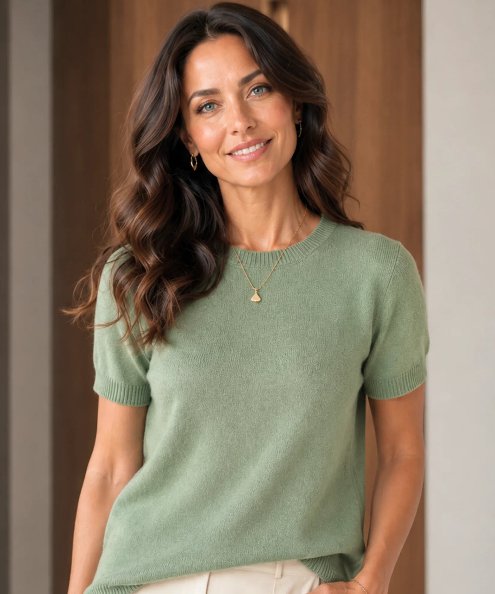 Comprar blusa tricot feminina gola redonda básica canelada elegante trabalho casual confortável barato ou em promoção  ANELLIMN