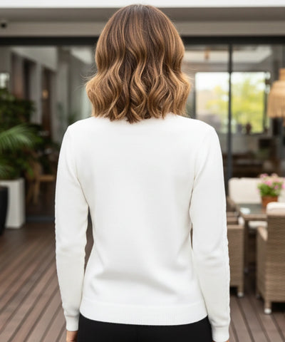 Comprar blusa tricot feminina grossa com gola alta térmica e textura trançada elegante para looks de inverno com caimento sofisticado