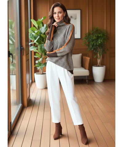 Blusa Tricot Feminina Manga Longa Gola Alta | Cathie