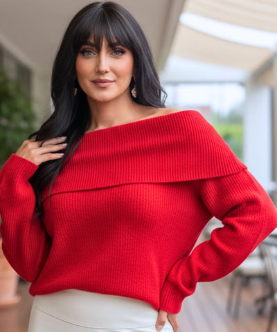 Blusa Tricot Ombro a Ombro Gola Alta Canelada Feminina | Zily