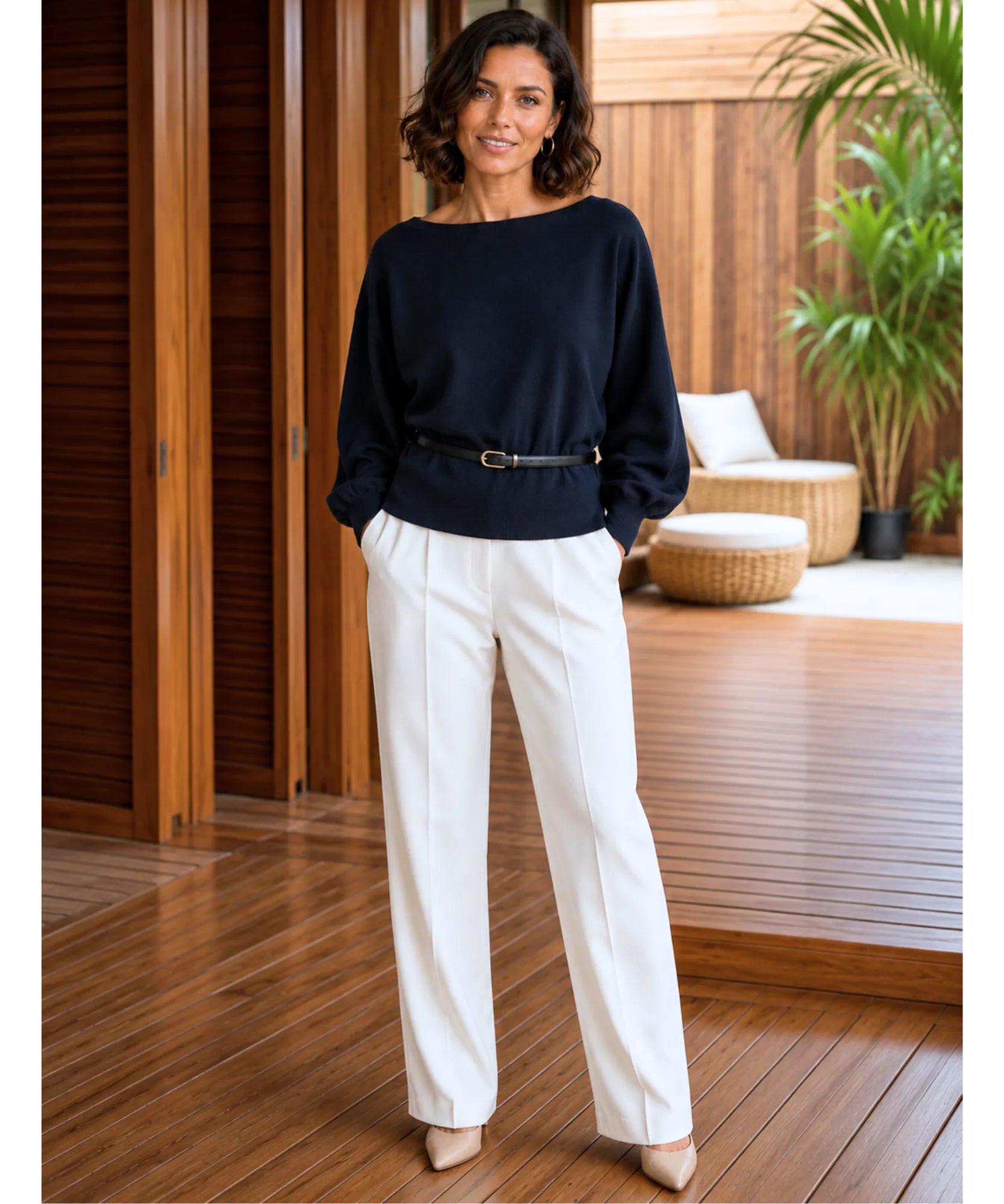 Comprar blusa tricot feminina ombro a ombro manga longa peplum com cinto inverno barata em promoção ANELLIMN
