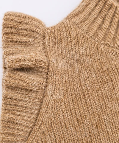 Comprar blusa tricot feminina sem manga babado ombro gola semi alta malha felpuda inverno várias cores barata em promoção ZARA