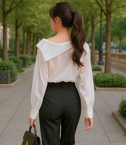 Comprar blusa um ombro só feminina branca assimétrico elegante para eventos ou ambiente profissional barato em promoção ZARA
