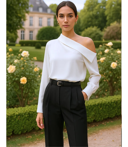 Comprar blusa um ombro só feminina branca assimétrico elegante para eventos ou ambiente profissional barato em promoção ZARA
