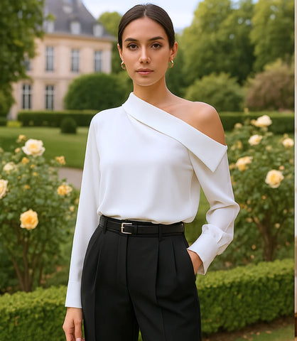 Comprar blusa um ombro só feminina branca assimétrico elegante para eventos ou ambiente profissional barato em promoção ZARA
