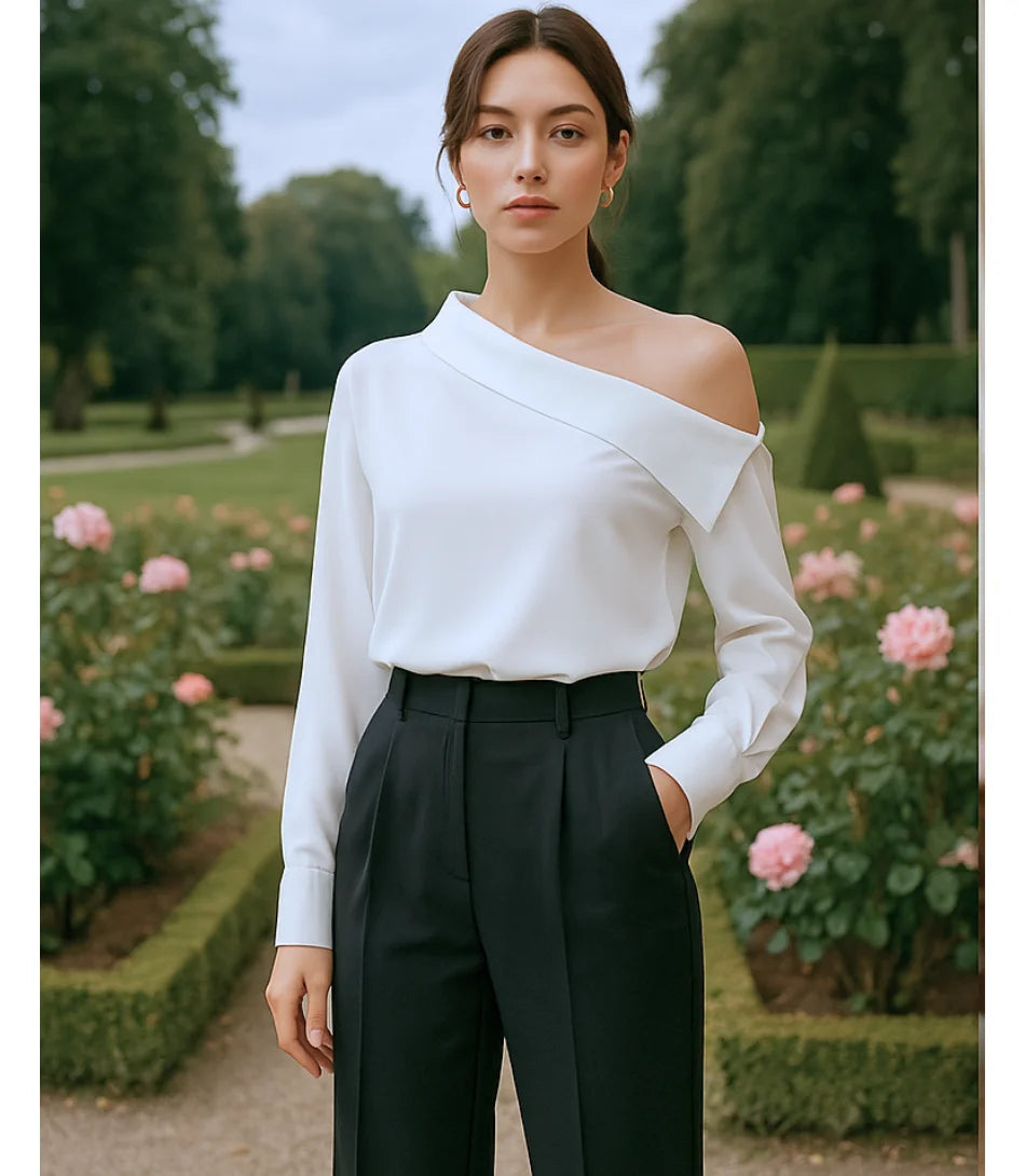 Comprar blusa um ombro só feminina branca assimétrico elegante para eventos ou ambiente profissional barato em promoção ZARA
