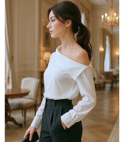 Comprar blusa um ombro só feminina branca assimétrico elegante para eventos ou ambiente profissional barato em promoção ZARA
