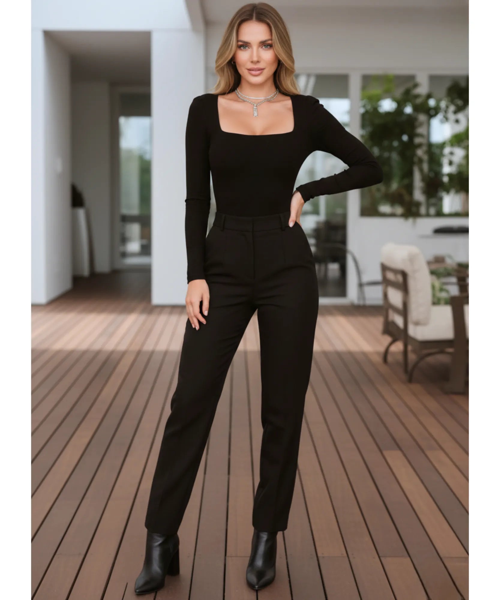 Comprar body manga longa feminino decote quadrado malha leve justo casual e social preto e branco promoção ZARA