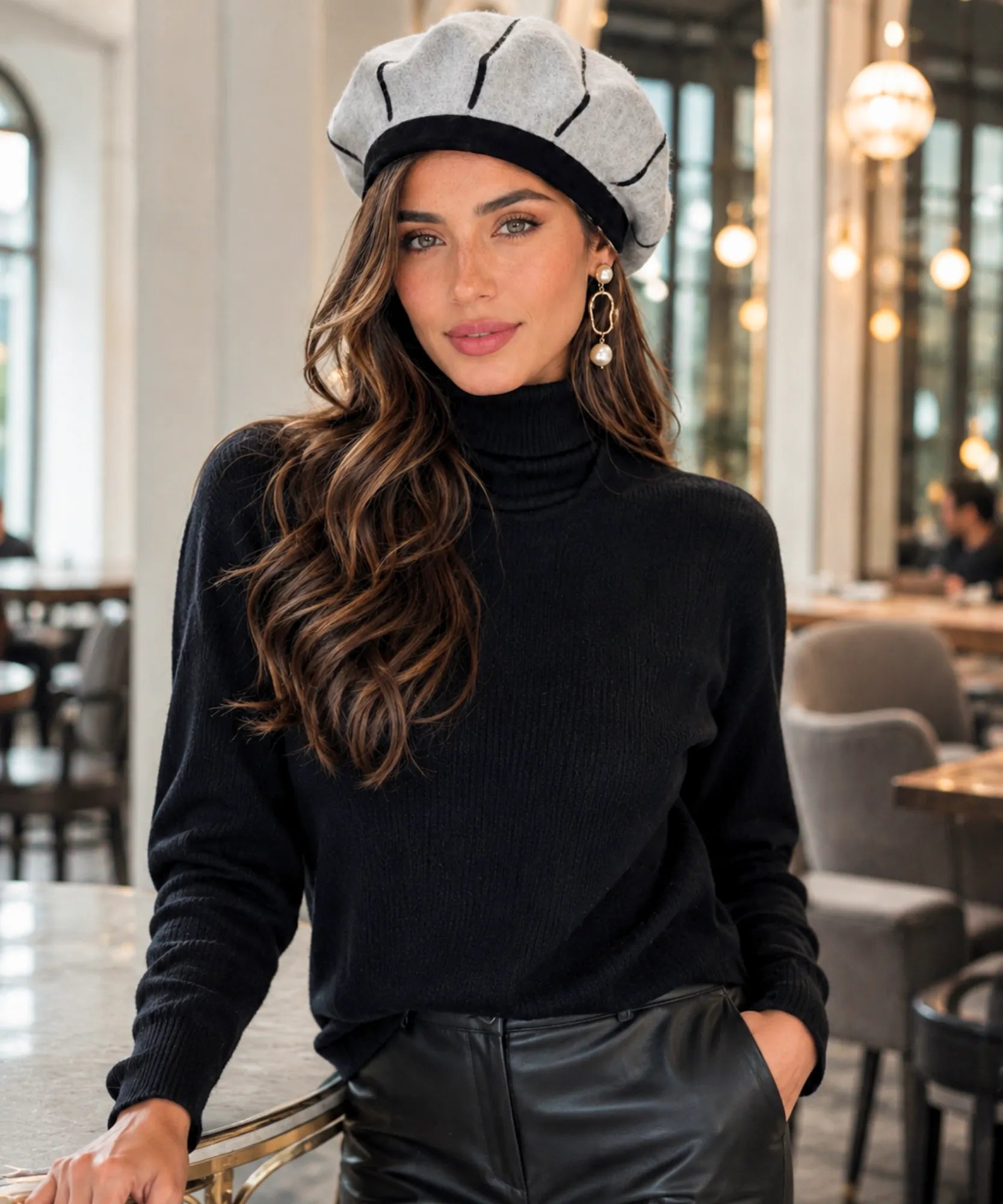 Comprar boina feminina francesa de lã térmica elegante para inverno urbano com estilo europeu sofisticado ANELLIMN