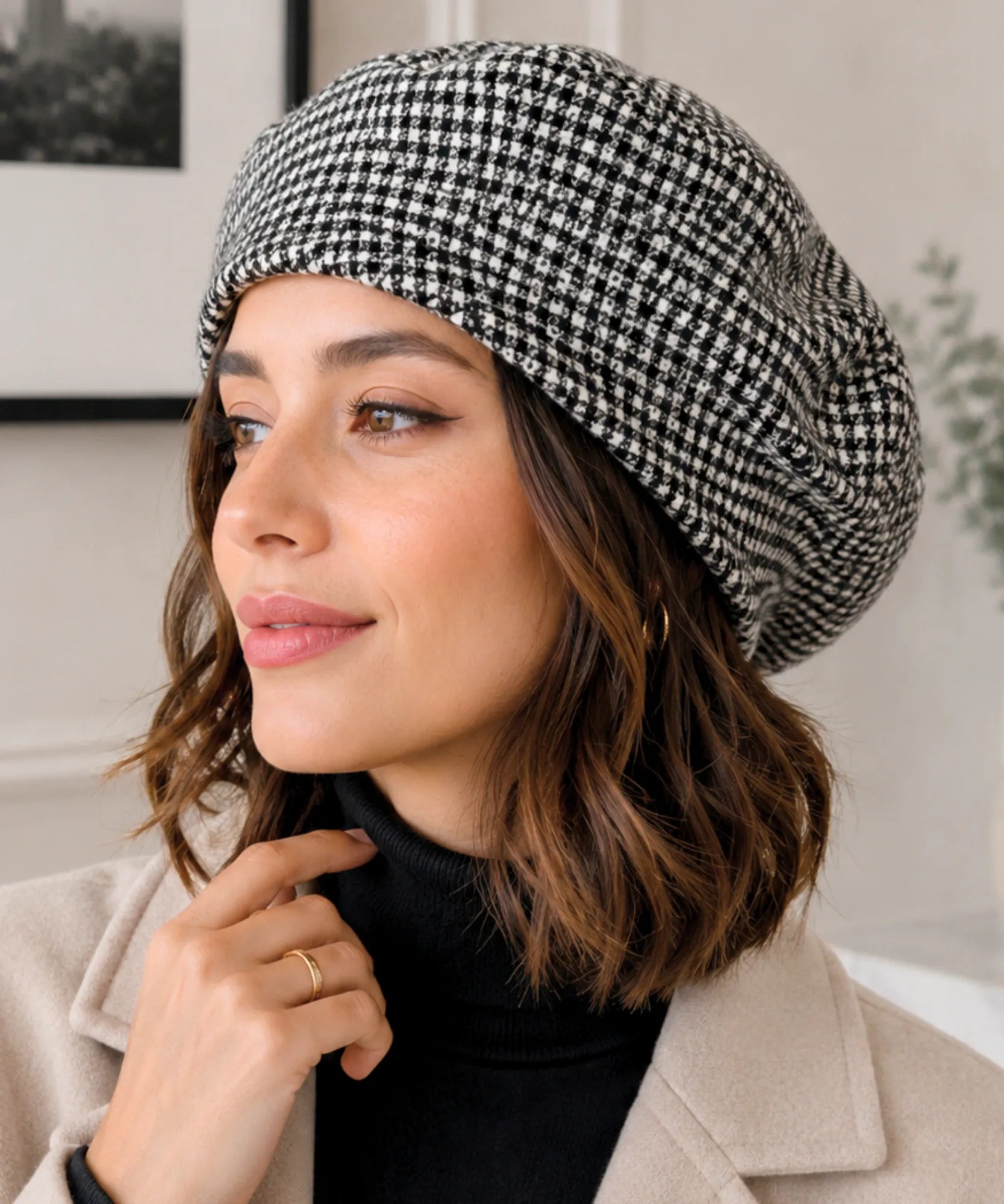 Comprar boina feminina francesa de lã clássica e elegante para inverno sofisticado e visual retrô chic barata em promoção ANELLIMN  