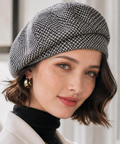 Comprar boina feminina francesa de lã clássica e elegante para inverno sofisticado e visual retrô chic barata em promoção ANELLIMN  