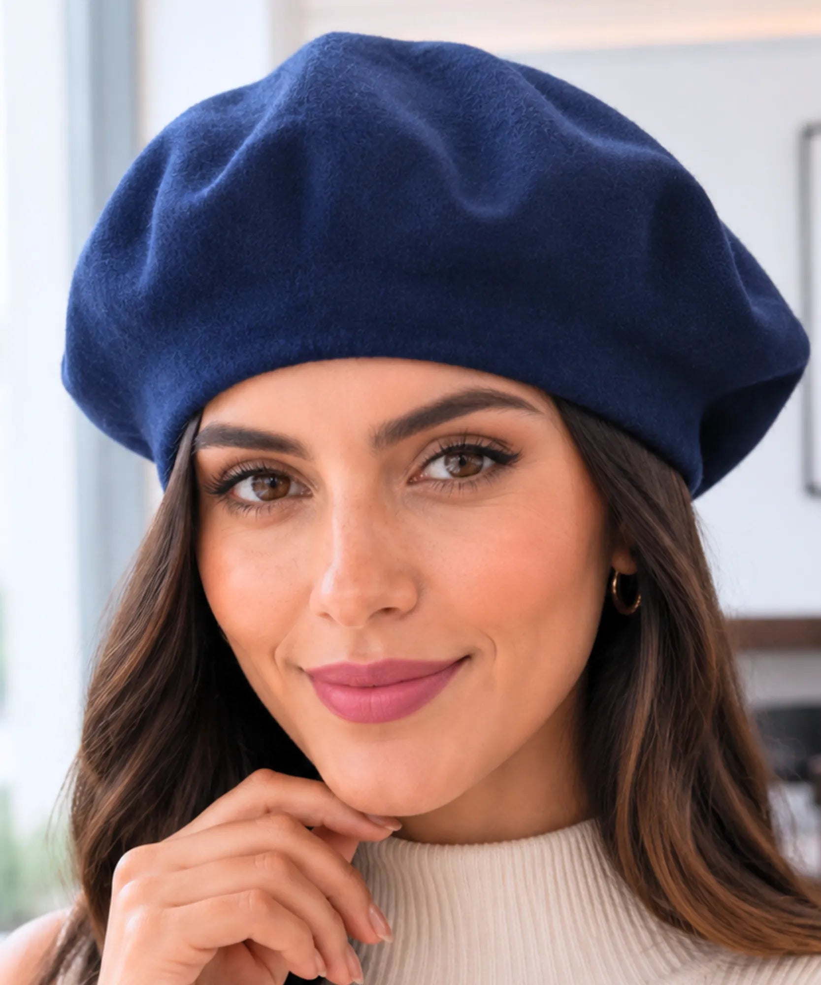 Comprar boina feminina francesa de lã com cashmere elegante para looks de inverno e meia estação barata em promoção ANELLIMN