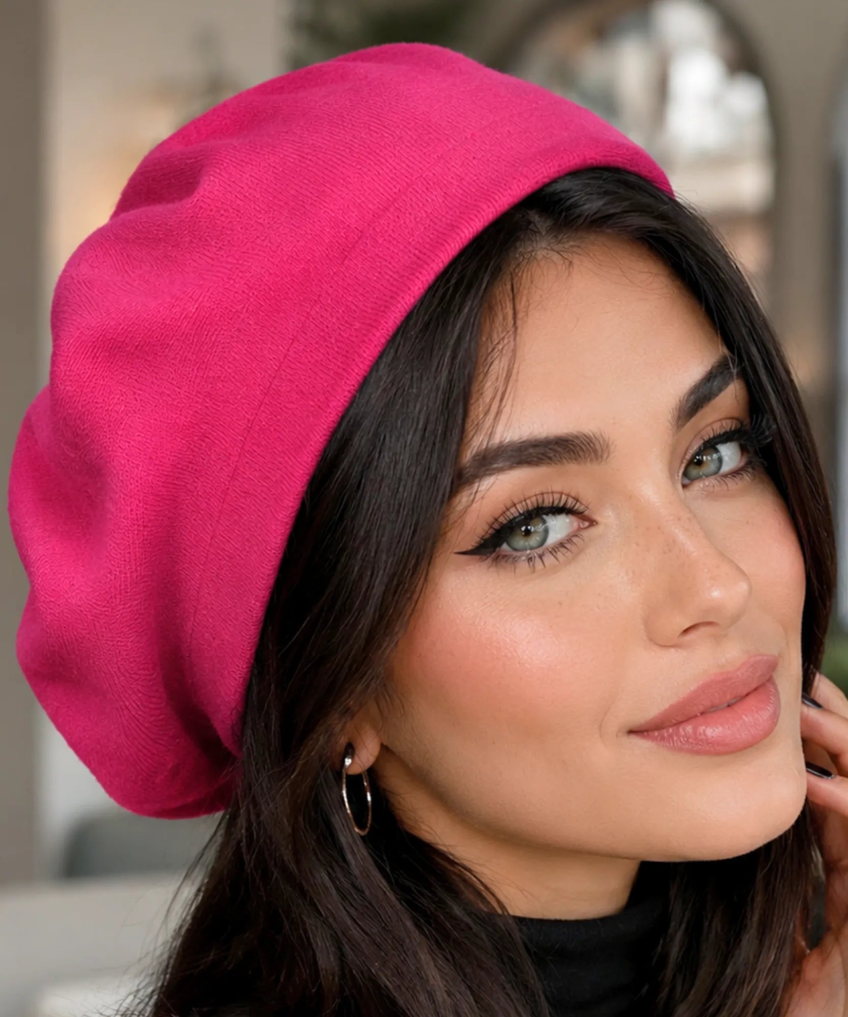 Comprar boina feminina francesa de lã com cashmere elegante para looks de inverno e meia estação barata em promoção ANELLIMN