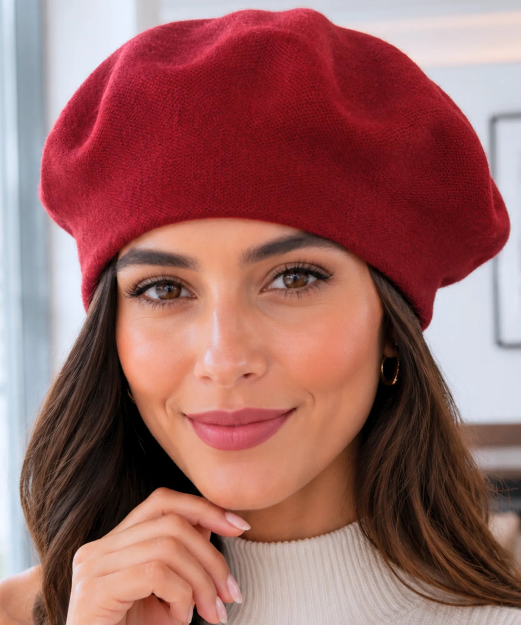 Comprar boina feminina francesa de lã com cashmere elegante para looks de inverno e meia estação barata em promoção ANELLIMN