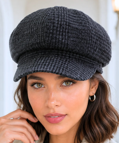 Comprar boina feminina inglesa xadrez de lã com aba europeu para looks urbanos de outono e inverno barato ANELLIMN