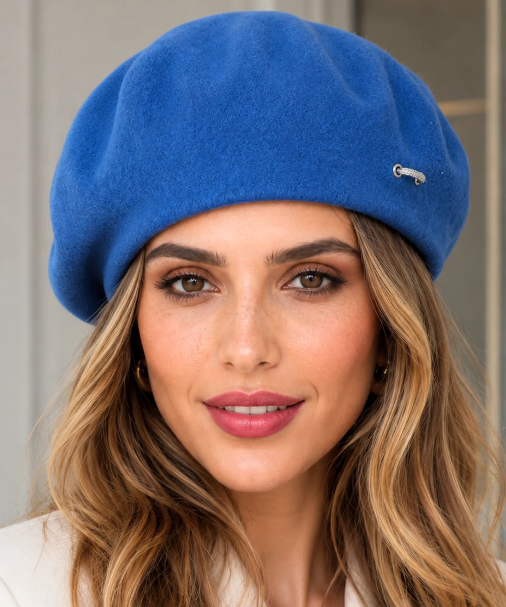 Comprar boina feminina italiana broche metálico elegante estilo francês inverno barato ANELLIMN
