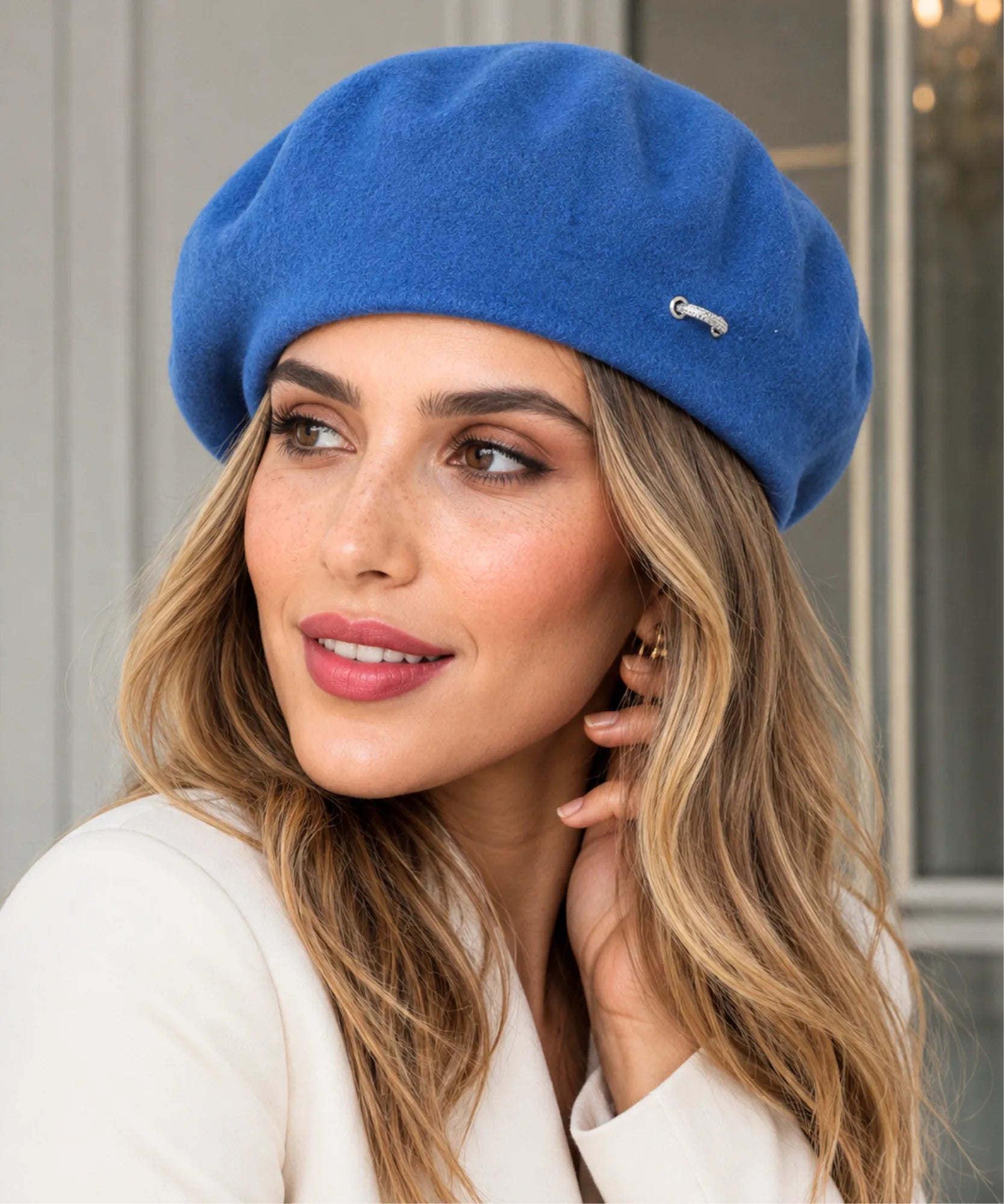 Comprar boina feminina italiana broche metálico elegante estilo francês inverno barato ANELLIMN