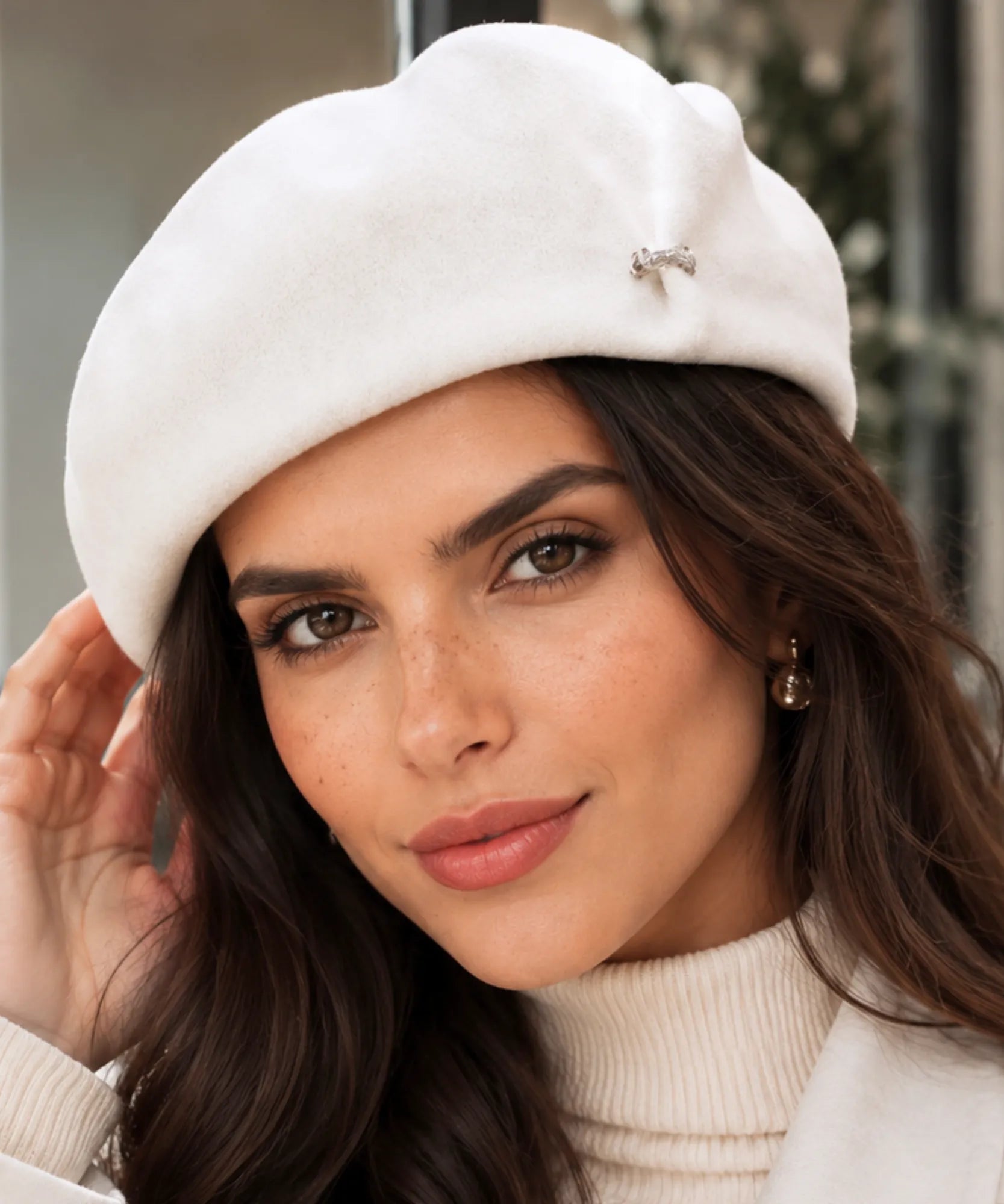 Comprar boina feminina italiana broche metálico elegante estilo francês inverno barato ANELLIMN