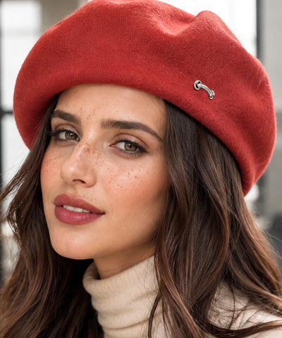 Comprar boina feminina italiana broche metálico elegante estilo francês inverno barato ANELLIMN